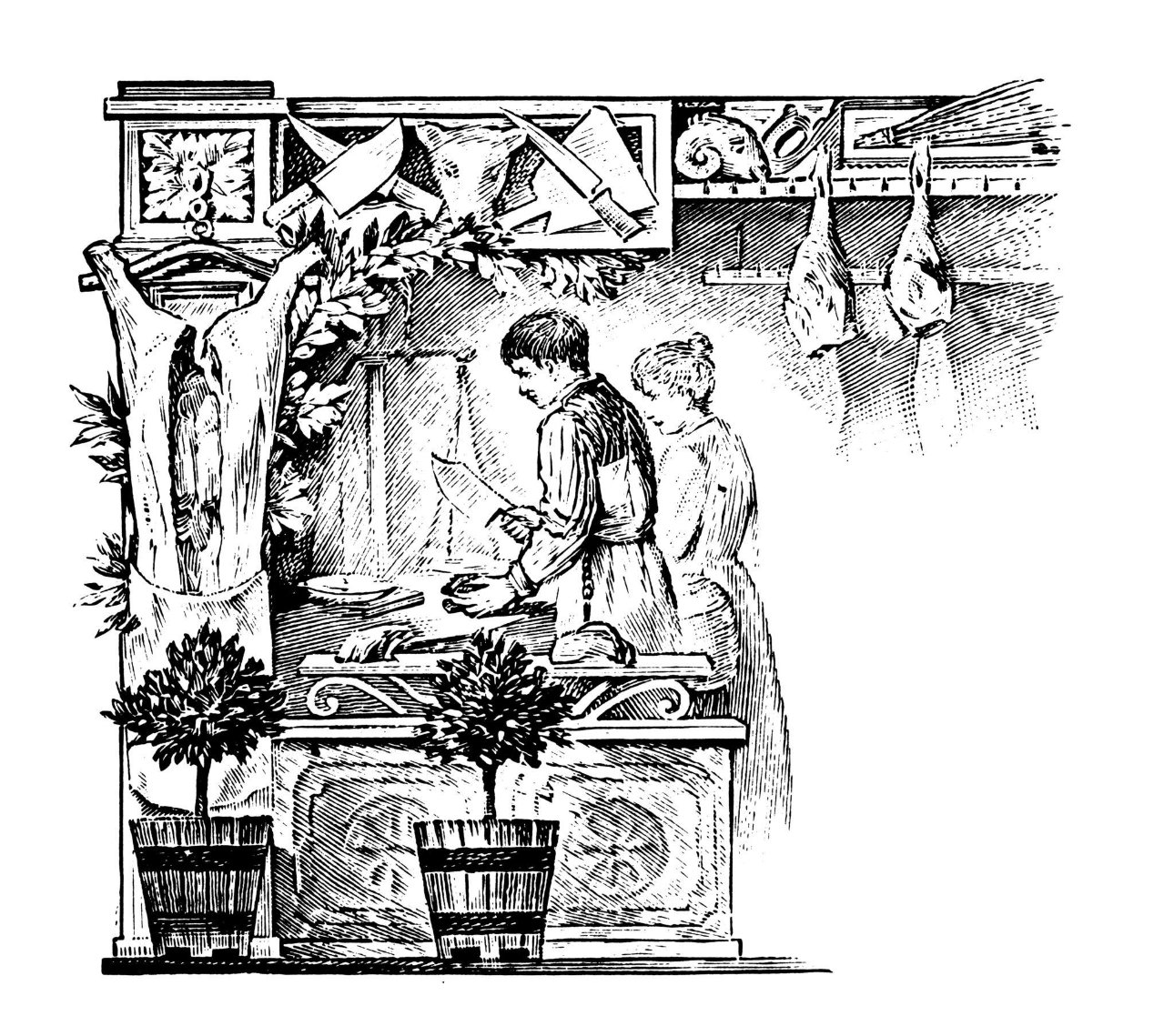 Historische Metzgerei-Illustration